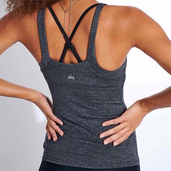Alo Alosoft Complete Tank - Dark Heather Grey Small - Picture 3 of 11